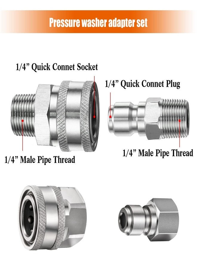 Shimeyao 2 Sets NPT 1/4 Inch Pressure Washer Coupler Quick Connect Plug Male Female 1/4 Quick Connect Fittings Pressure Washer Adapters Pressure Washer Accessories (External Internal Thread) - Image 2